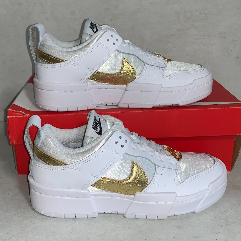 Nike Dunk Low Disrupt White Metallic Gold Size 7.5W